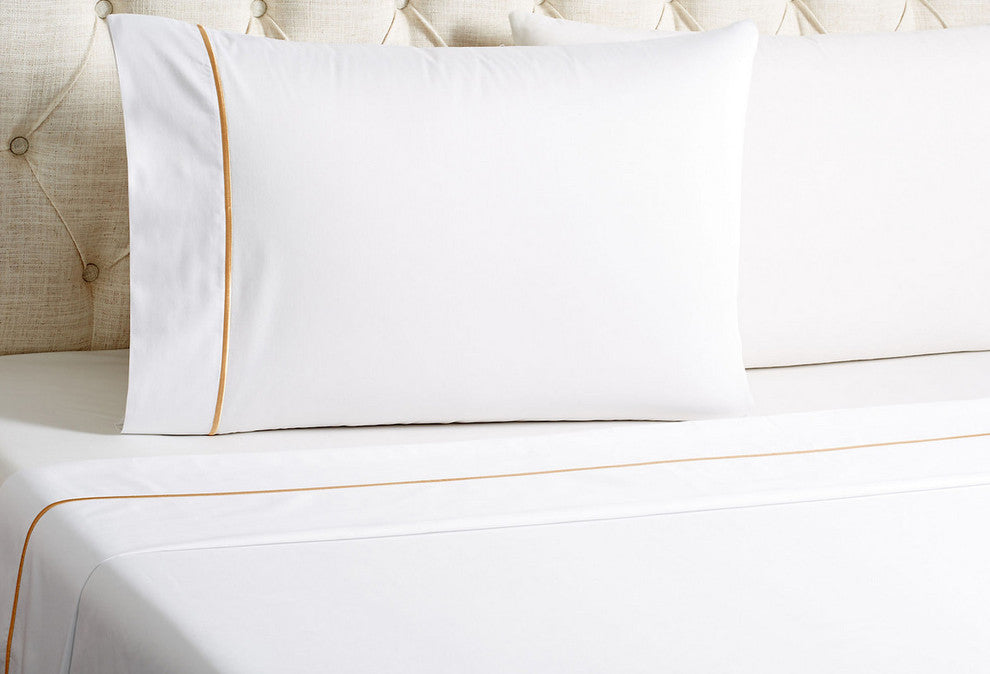 Single Line Pillowcases, Set of 2, White, Standard