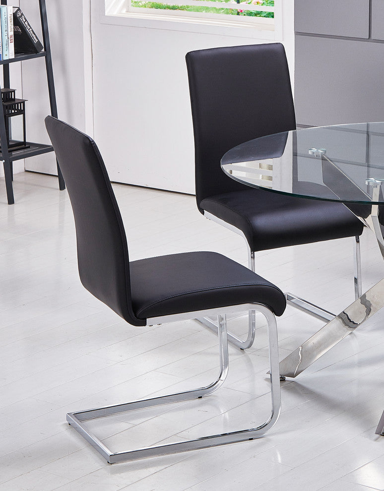 Alison 5-Pieces Modern Dinette Set With Glass Top, Black