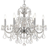Imperial 6-Light Crystal Polished Chrome Chandelier I, Clear Hand-Cut Crystals