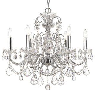 Imperial 6-Light Crystal Polished Chrome Chandelier I, Clear Hand-Cut Crystals