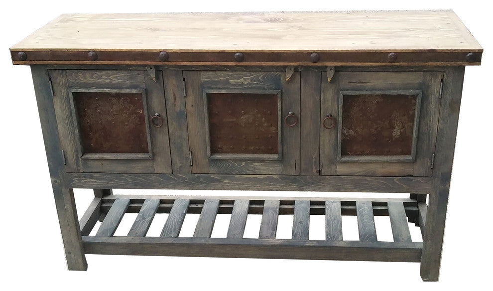 Rustic Bathroom Vanity Trio Metal Door, Gray, 36"x20"x32"