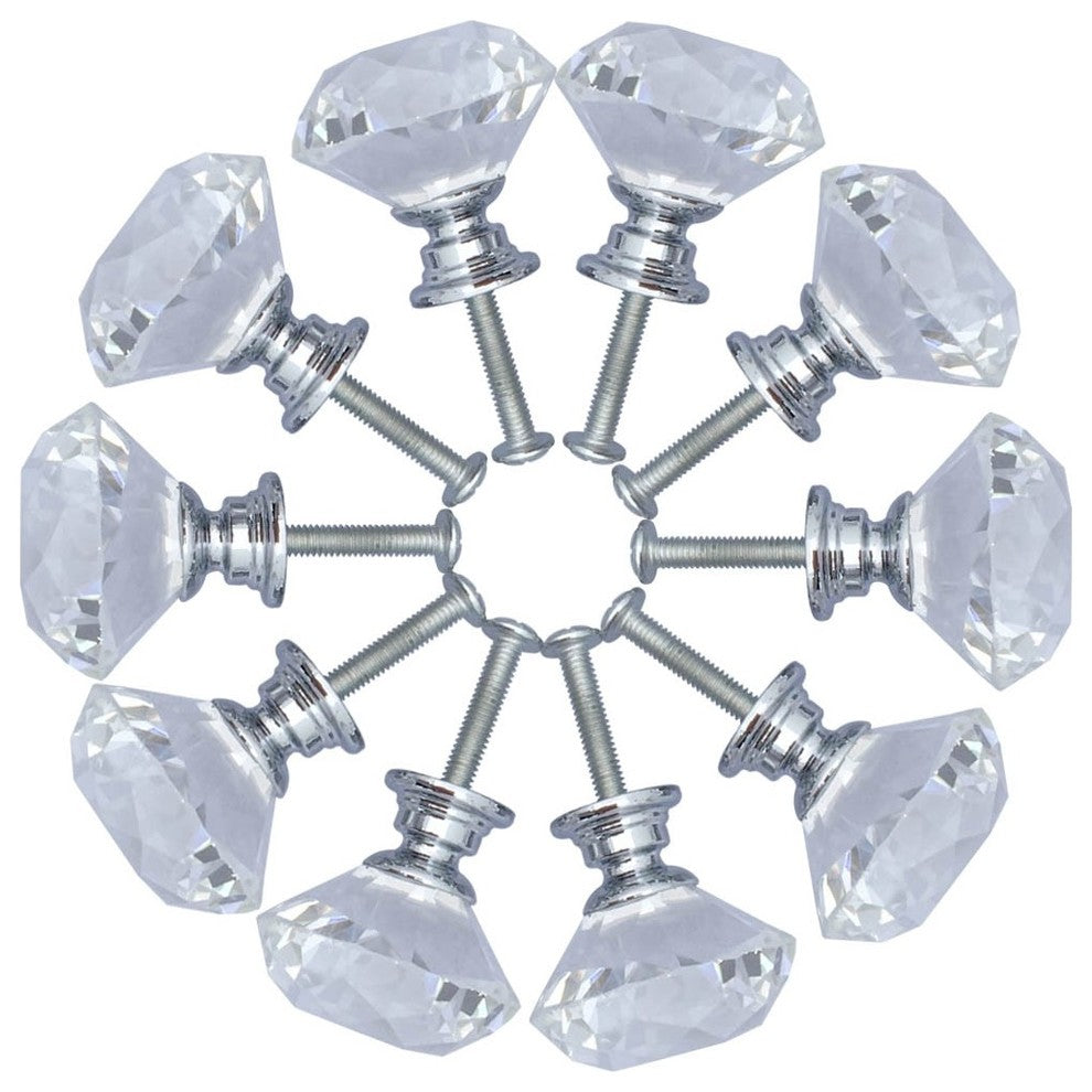 Clear Glass Cabinet Knobs 1.8 Inch Projection Mushroom 60 pcs
