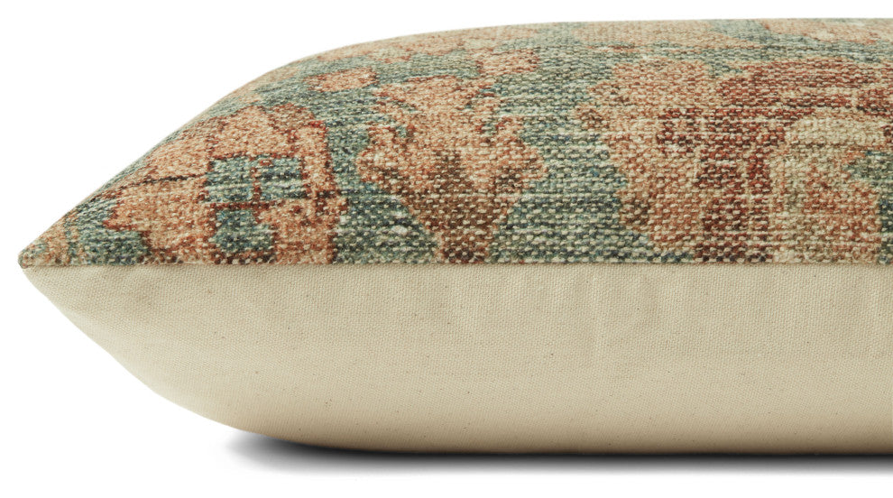 Angela Rose x Loloi Clay Teal / Terracotta 13'' x 21'' Cover, Down Pillow