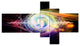 Bright Wave Particle in Air on Black, Abstract Canvas Art, 60"x32", 5 panels