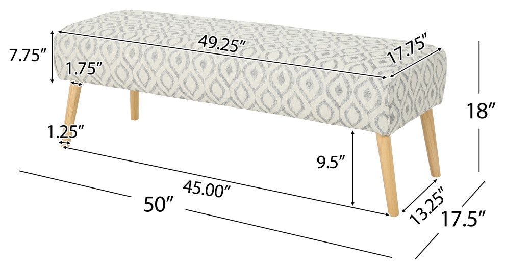 GDF Studio Petty Boho Fabric Ottoman, Charcoal Cat Eye Pattern/Natural