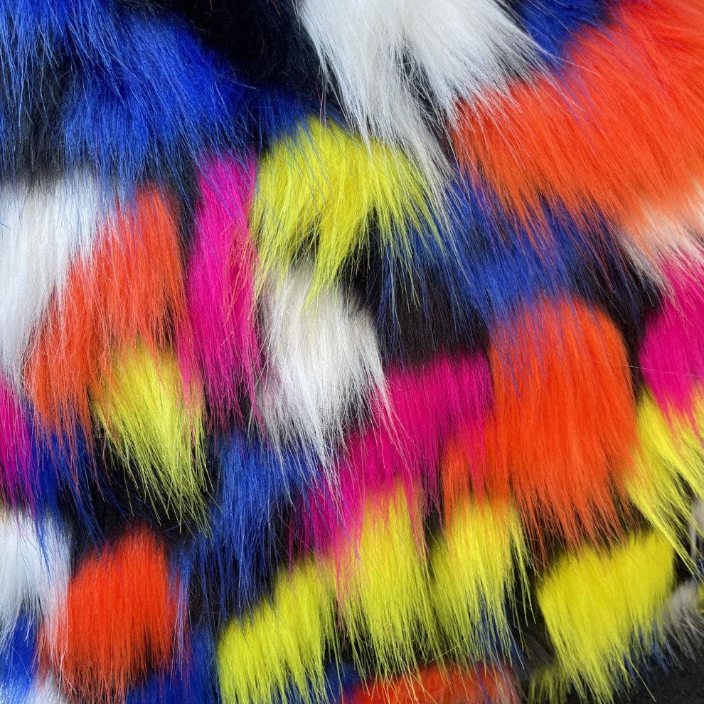 Plutus Purple Yellow Black Amazonian Bird Animal Faux Fur Luxury Throw Pillow, 22"x22"