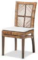 Ivanka Dining Chair With Cushion, Gray Natural Rattan & Mahogany