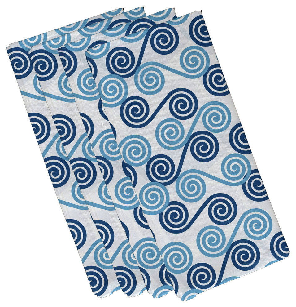Rip Curl, Geometric Print Napkin, Aqua, Set of 4, Blue