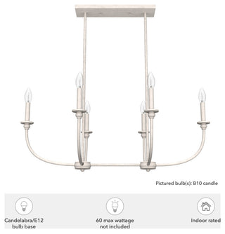 Southcrest Distressed White 6 Light Linear Chandelier Light