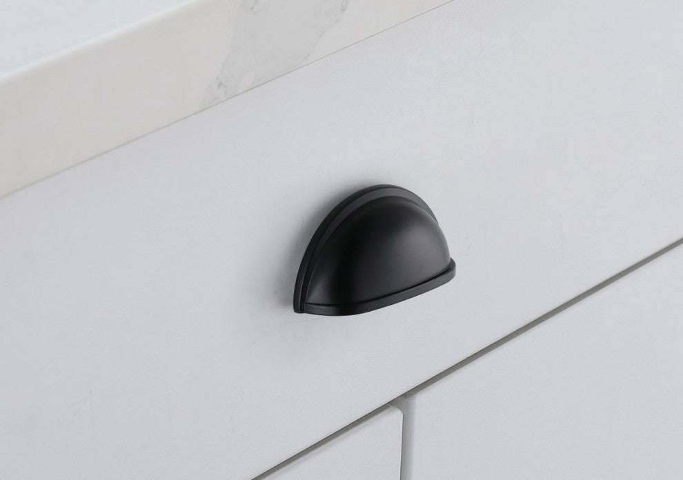 3" Center To Center Matte Black Modern Zinc Alloy Cabinet Pull, Pack