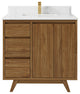 Madison Teak 36 Center Sink Bath Vanity in Dark Natural 1.5" Empira Quartz