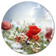 Red Poppies On Cloudy Background, Modern Floral Round Wall Art, 11"
