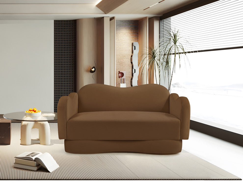 Bloom Upholstered Loveseat, Saddle, Velvet