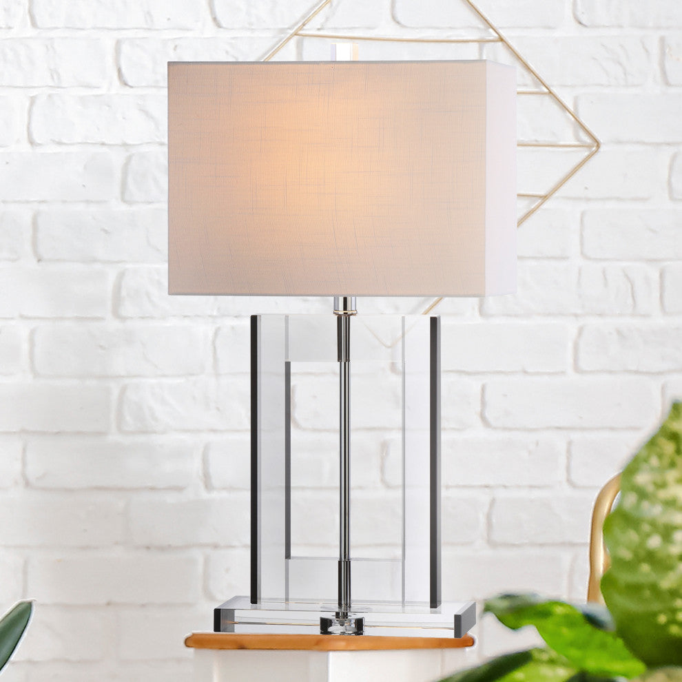 Parish 26" Crystal Table Lamp, Clear and Black