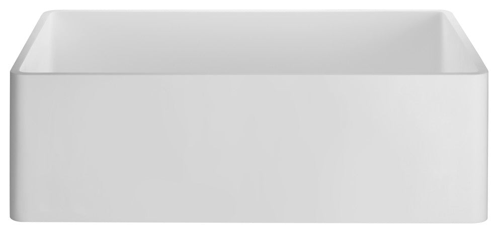 Roine Apron Front Man Made Stone Single Bowl Kitchen Sink, White, 30"