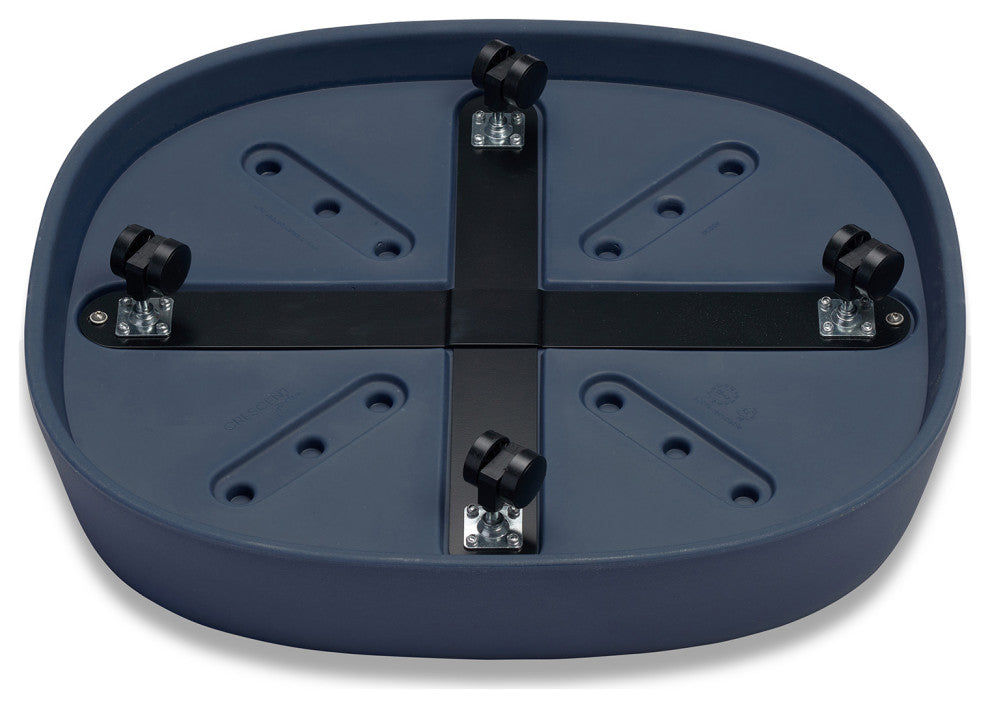 Pebble  Modern Plant Caddy with Hidden Wheels, Midnight Blue, Medium