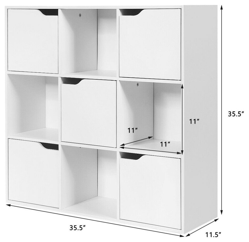 Costway 9 Cube Wood Bookcase Cabinet Storage Shelves Room Divider Organization