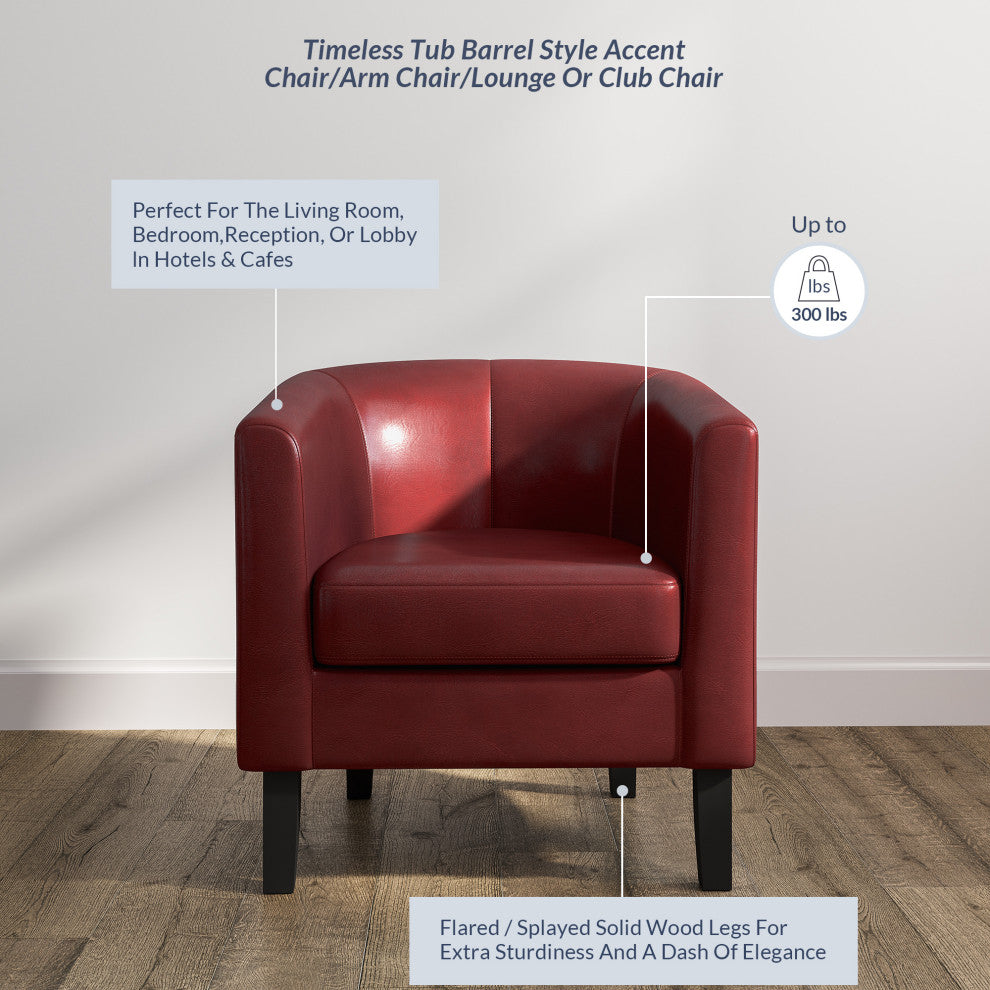 Modern Club Chair Barrel Design, Red