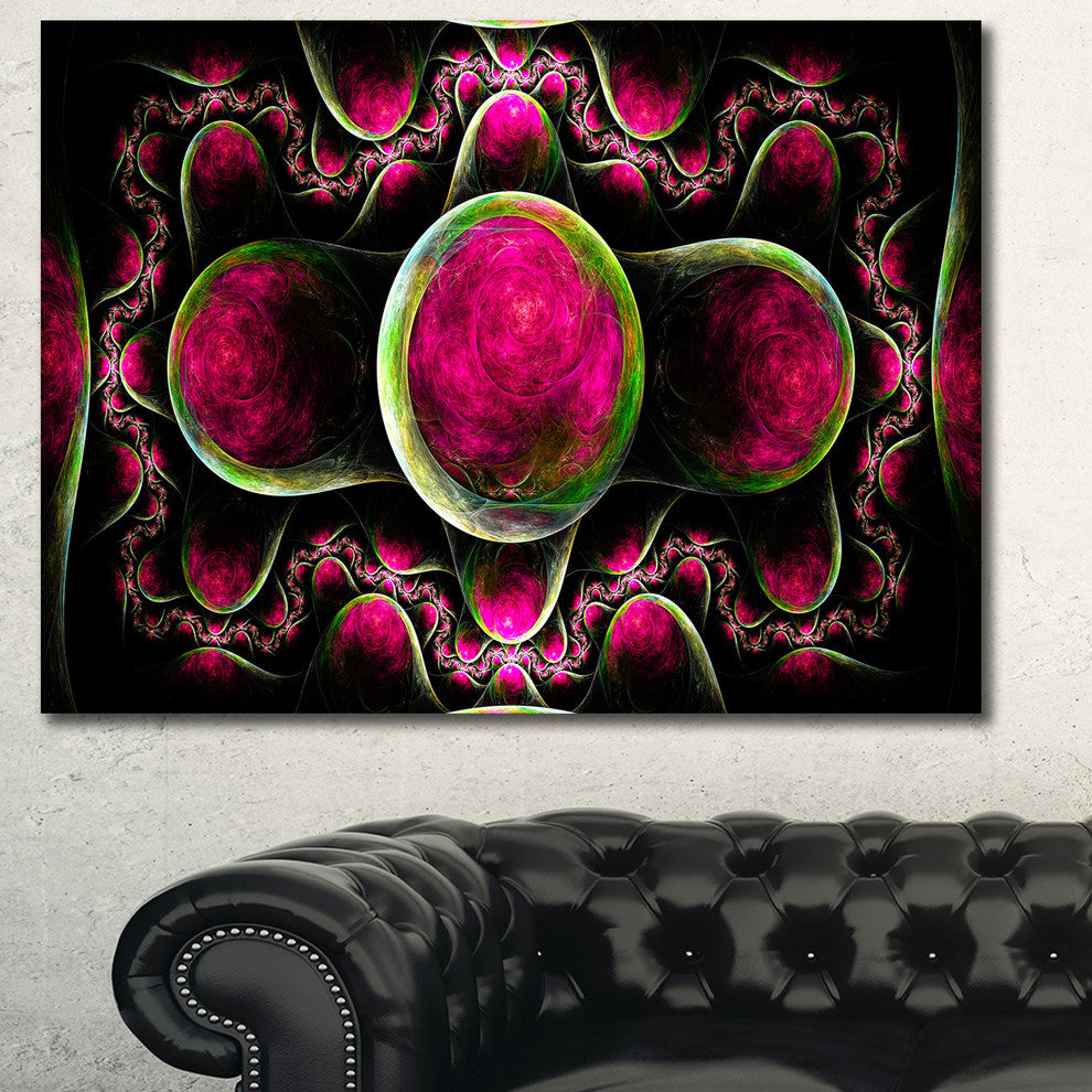 Pink Exotic Fractal Pattern, Oversized Abstract Canvas Art Print, 60x40