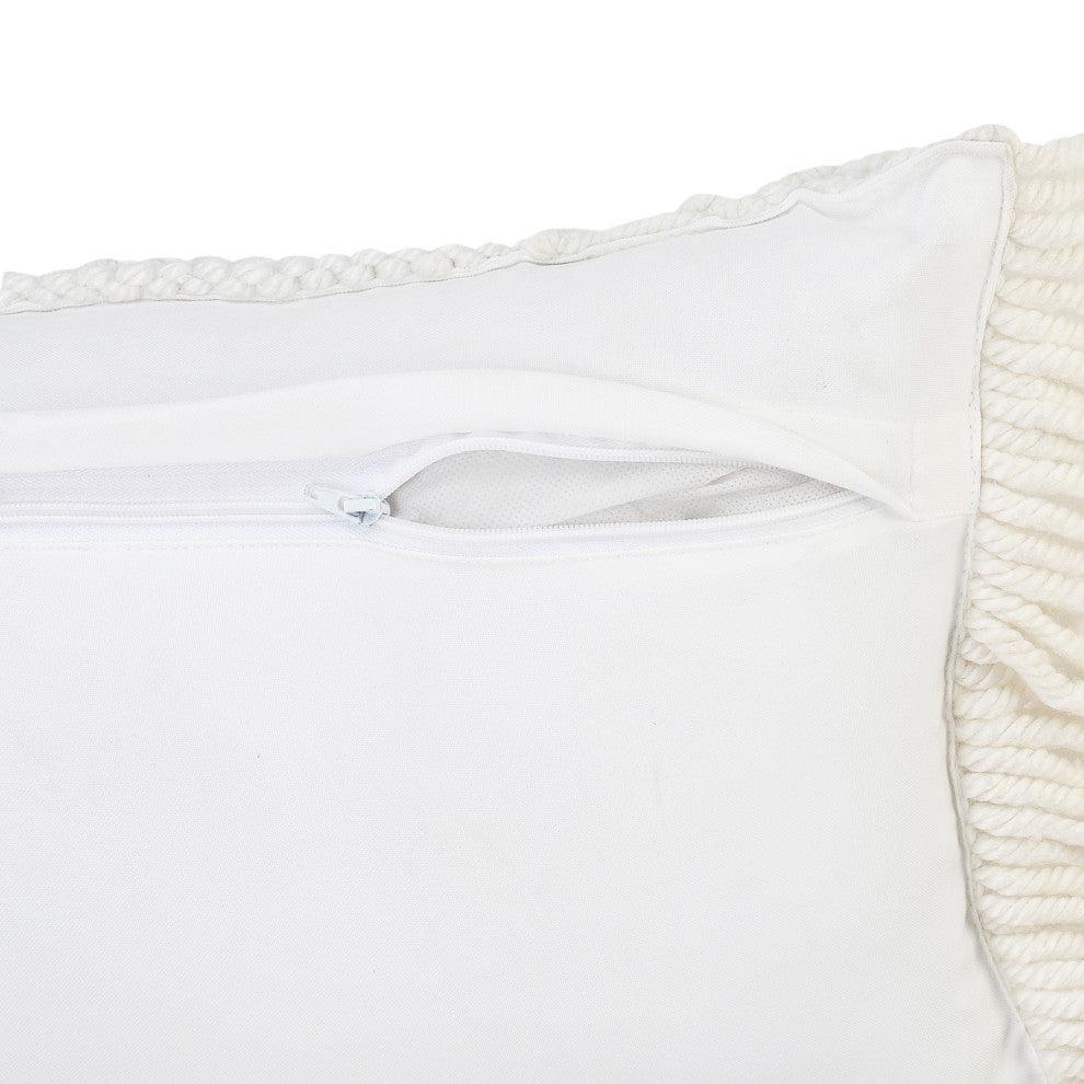 Ox Bay Handwoven White Diamond Resistant Polyester Pillow Cover, 14"x36"