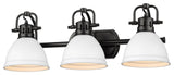 Duncan 3-Light Bath Vanity, Matte Black With Matte White Shades