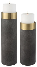 Wessex Gray Candleholders, S/2