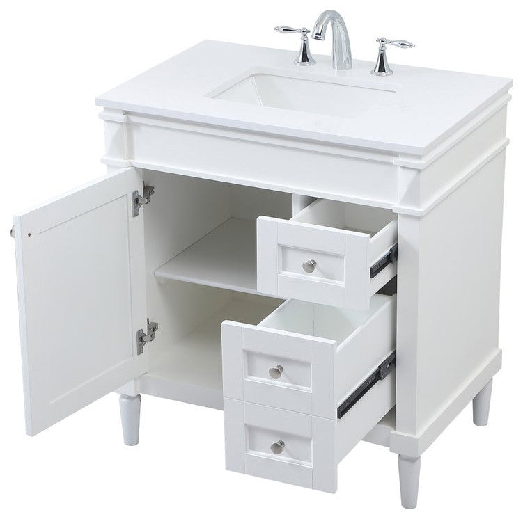 Home Living 21" Transitional White-Light Bathroom Vanity