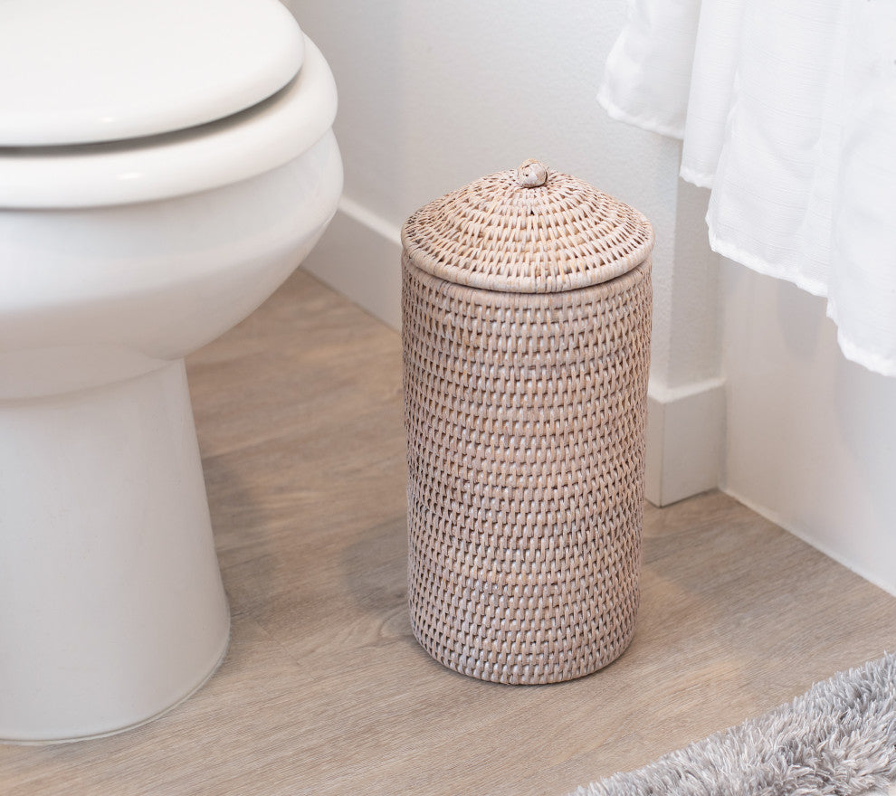 Artifacts Rattan™ Double Toilet Roll Holder, White Wash