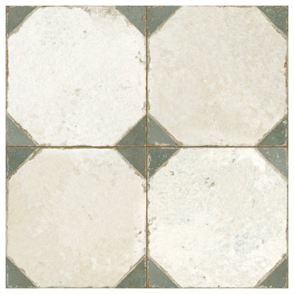 Kings Yard Blue Ceramic Floor and Wall Tile, Sage