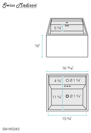 Pur 16.5" Square Wall-Mount Bathroom Sink