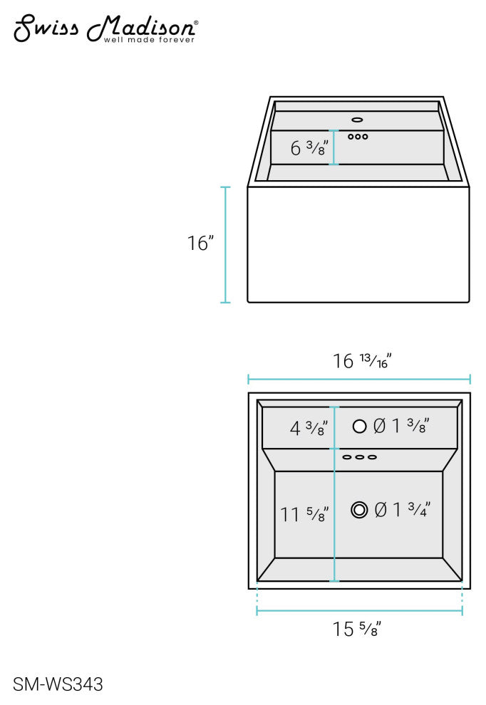 Pur 16.5" Square Wall-Mount Bathroom Sink
