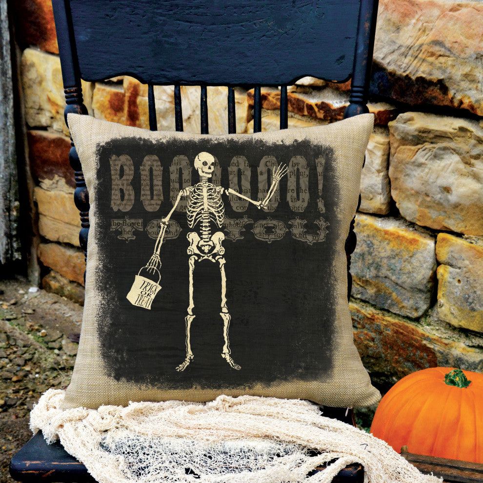 Halloween Party 18"x18" Boo Pillow, Natural