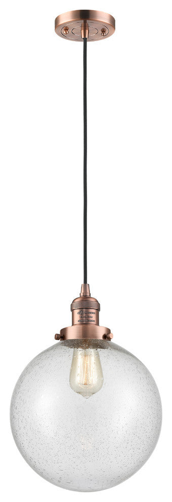 X-Large Beacon 1-Light Mini Pendant, Antique Copper, Seedy