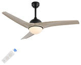 Sully 52" App/Remote 6-Speed LED Ceiling Fan, Gray Wood/White