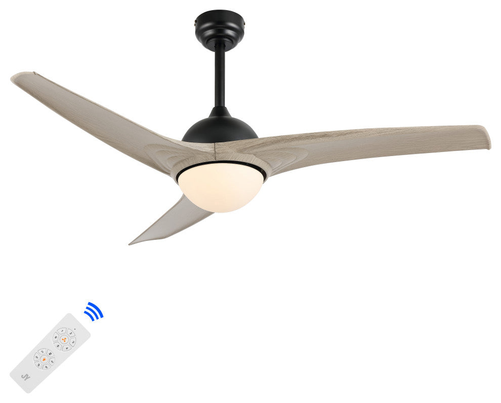 Sully 52" App/Remote 6-Speed LED Ceiling Fan, Gray Wood/White