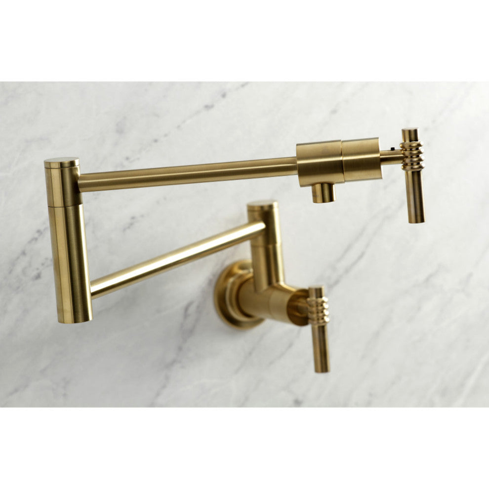 Kingston Brass KS4107ML Milano Wall Mount Pot Filler, Brushed Brass