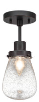 Meridian 1-Light Semi-Flush, Dark Granite Finish, 5" Clear Bubble Glass