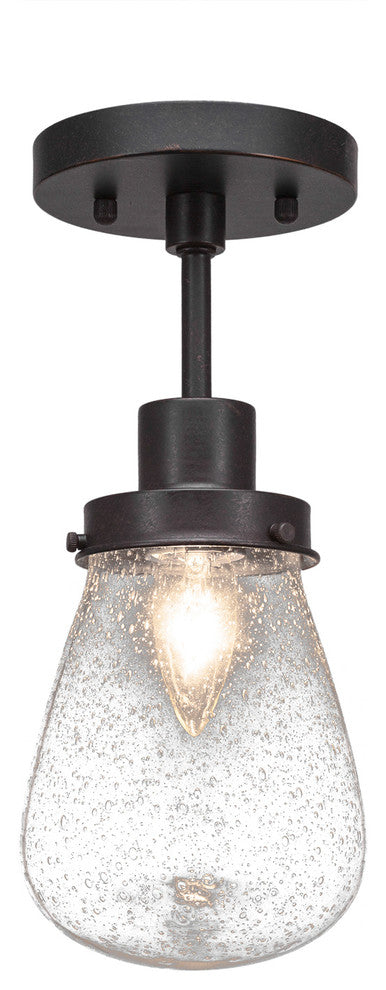 Meridian 1-Light Semi-Flush, Dark Granite Finish, 5" Clear Bubble Glass