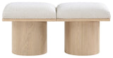 Pavilion Boucle Fabric Upholstered 2-Piece Modular Bench, Cream, Natural Finish