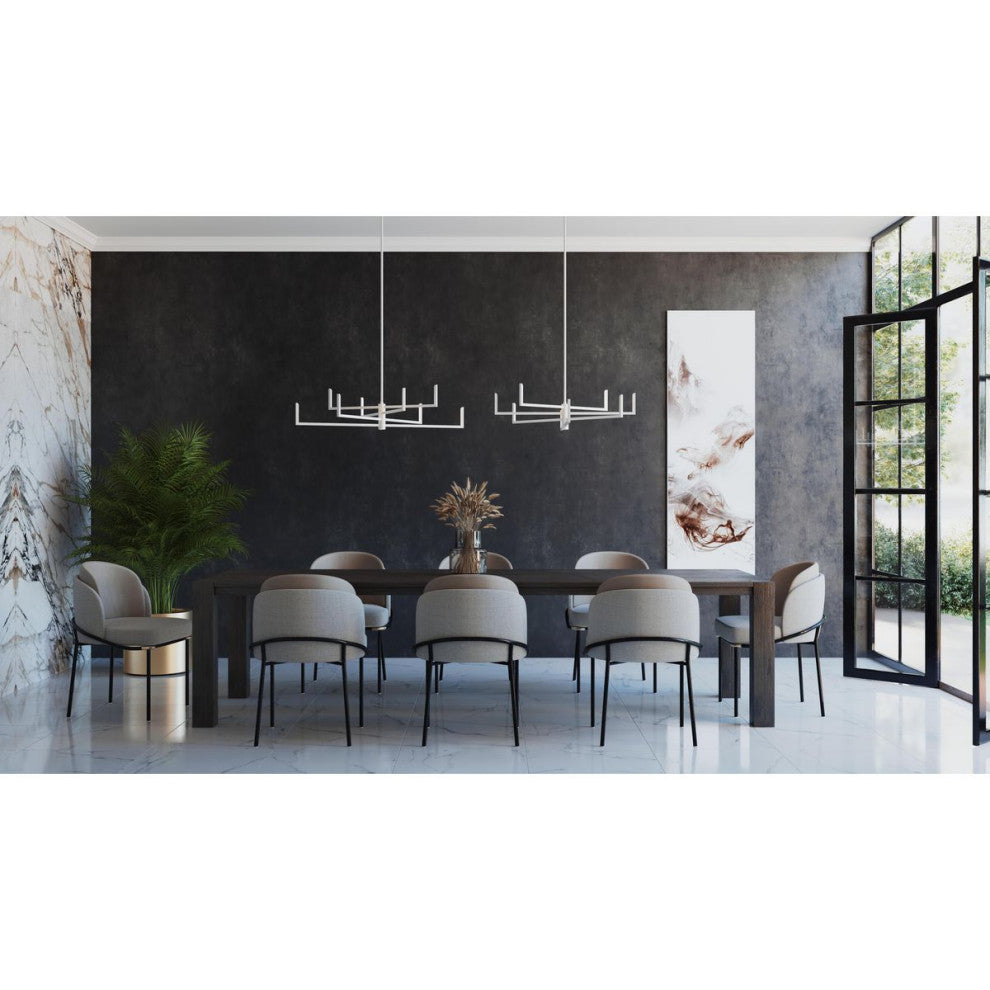 Pivot LED Collection 40, 8-Light Burnished Nickel Frosted Glass LED Chandelier