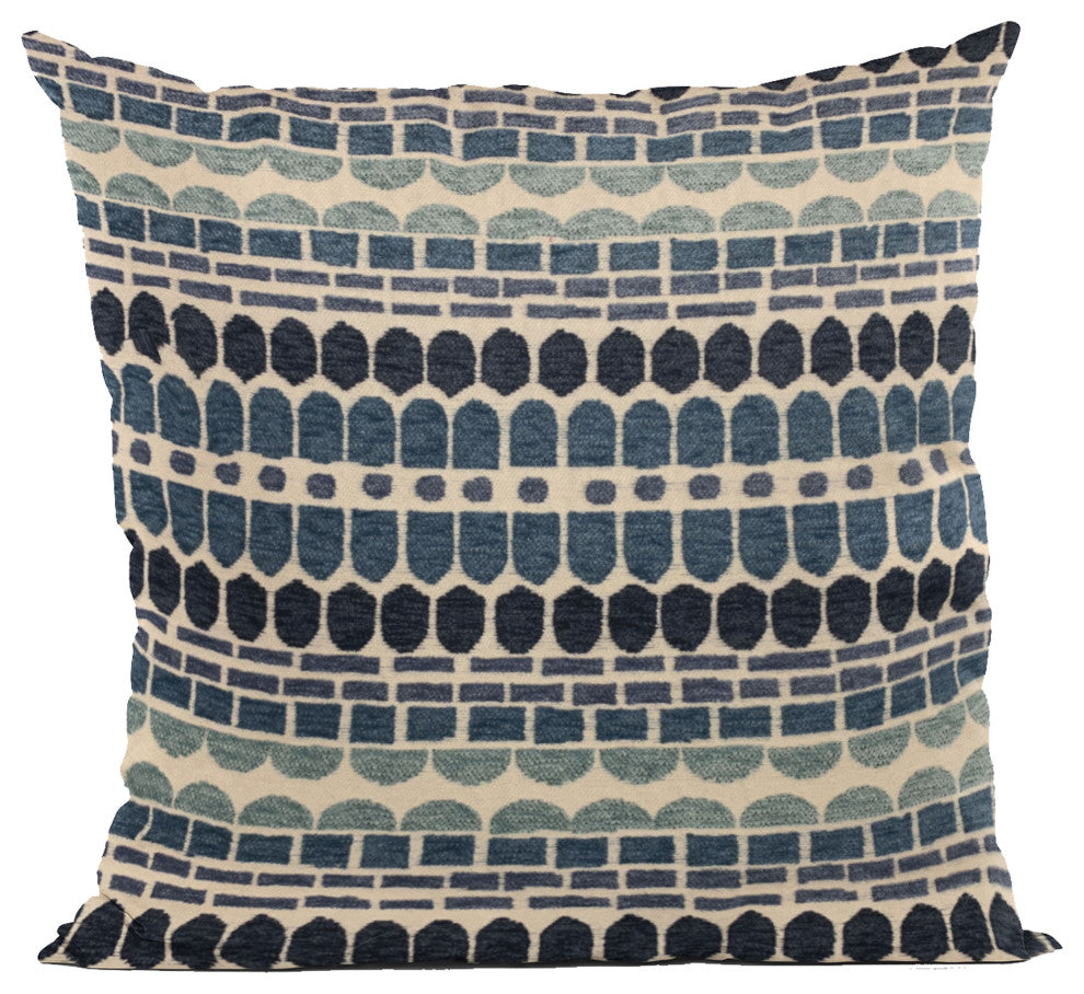 Plutus Blue Harmony Border Luxury Throw Pillow, 18"x18"