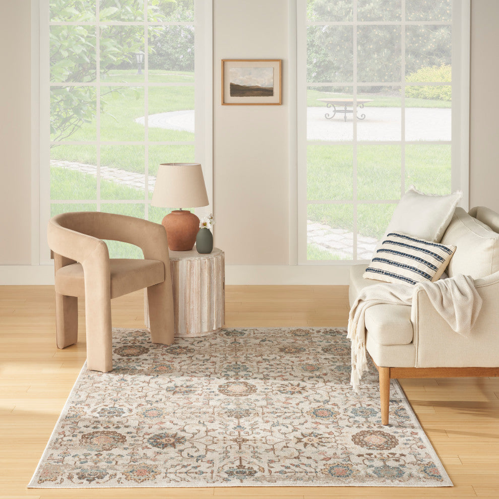 Nourison Washable Decor 5'3" x 7' Beige Vintage Indoor Rug