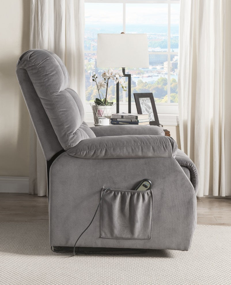 ACME Ipompea Recliner with Power Lift and Massage, Gray Velvet