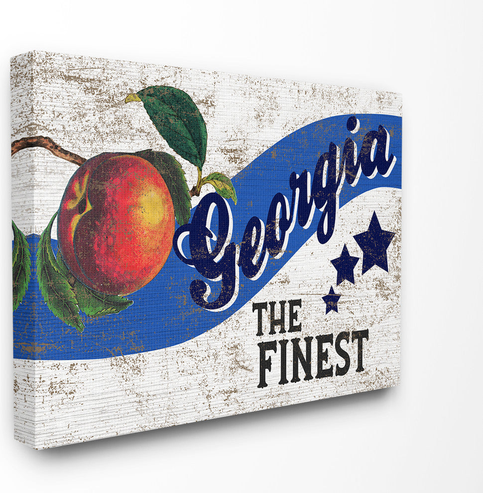Rustic Americana Star Fruit Crate Finest Peaches Georgia State Canvas, 24"x30"