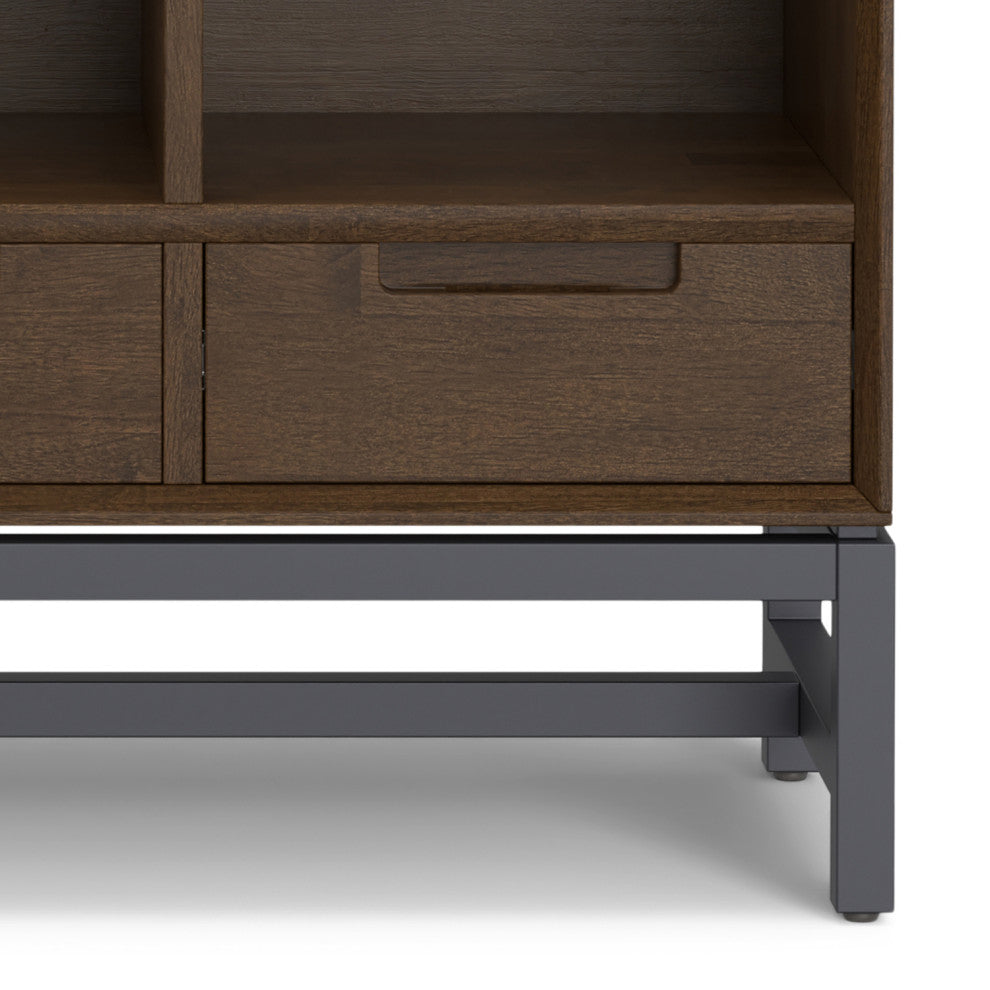 Banting Solid Hardwood 9 Cube Bookcase With Drawers, Walnut Brown