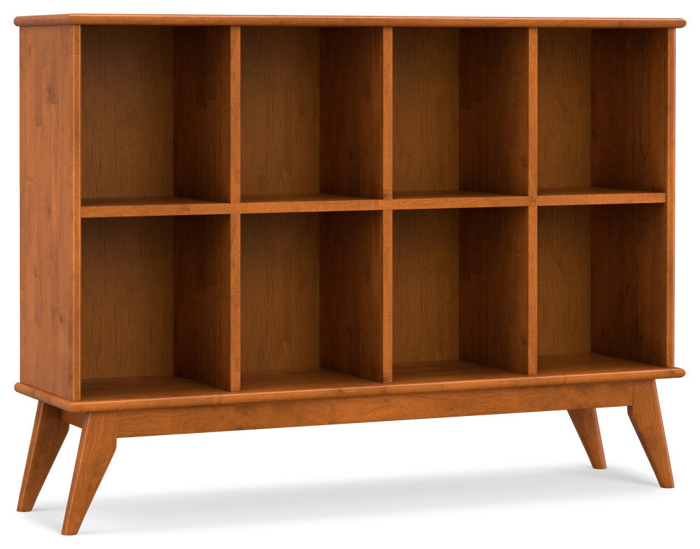 Draper Solid Hardwood Mid Century 8 Cube Storage Sofa Table, Teak Brown