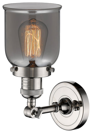 Small Bell 1-Light Sconce, Smoked Glass, Polished Nickel