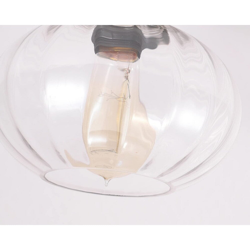 Modern Glass Semi Flush Mount Ceiling Light, Chrome