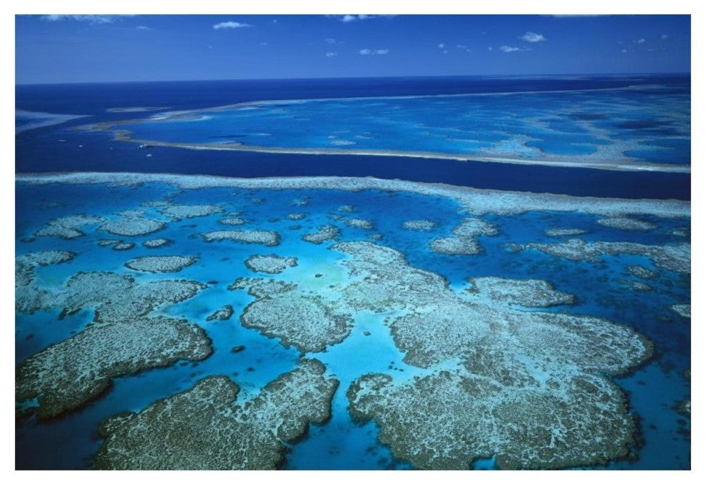 "Channel separating Hardy Reef/Hook Reef, Great Barrier Reef" Paper Art, 20"x14"