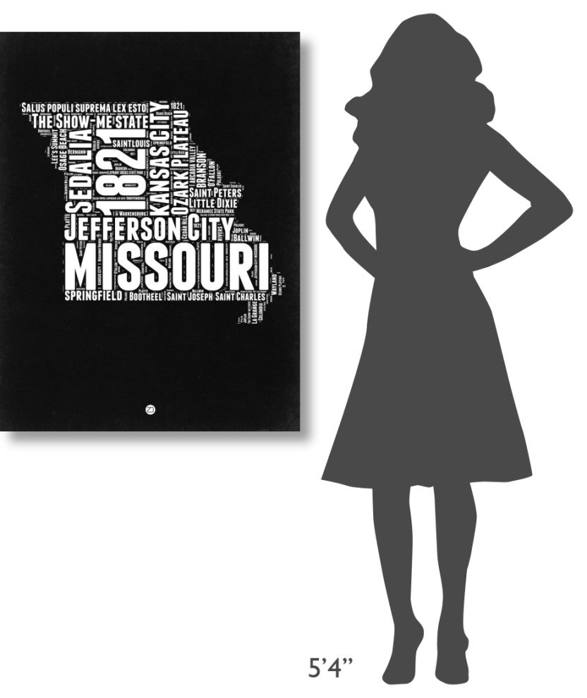 "Missouri Black and White Map" Fine Art Print